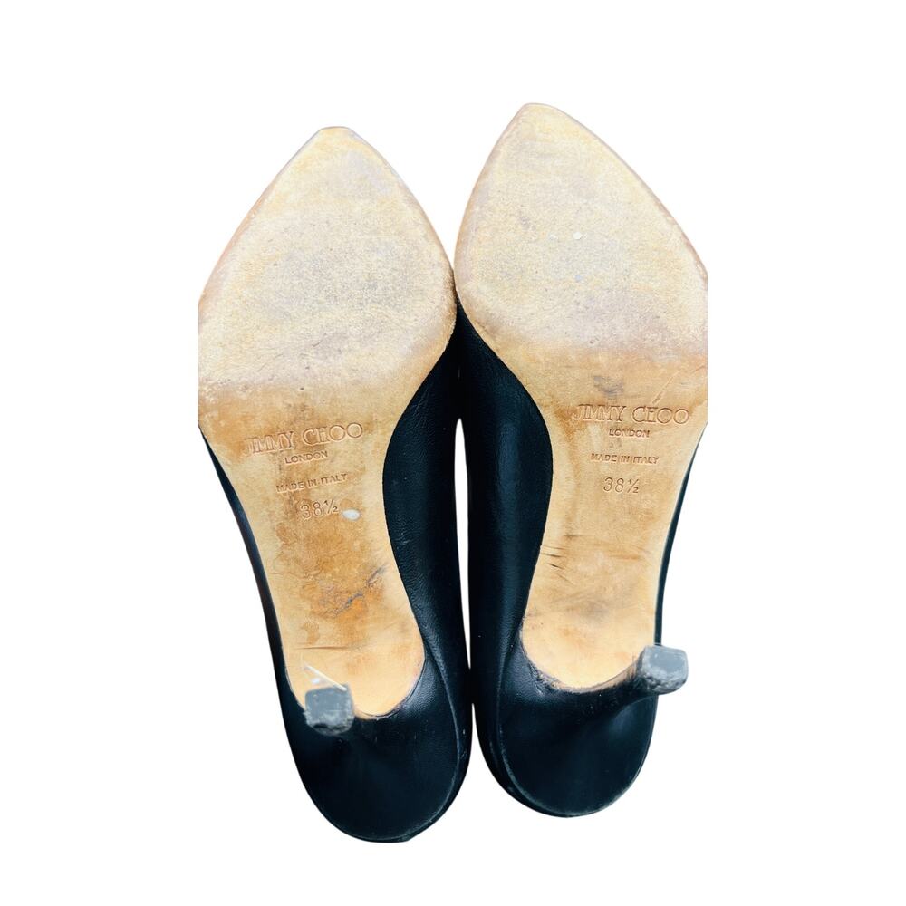 ✨ Jimmy Choo Black Leather Pointed Toe Stiletto Pumps 3.5" Heel EU 38.5 - Picture 5 of 5